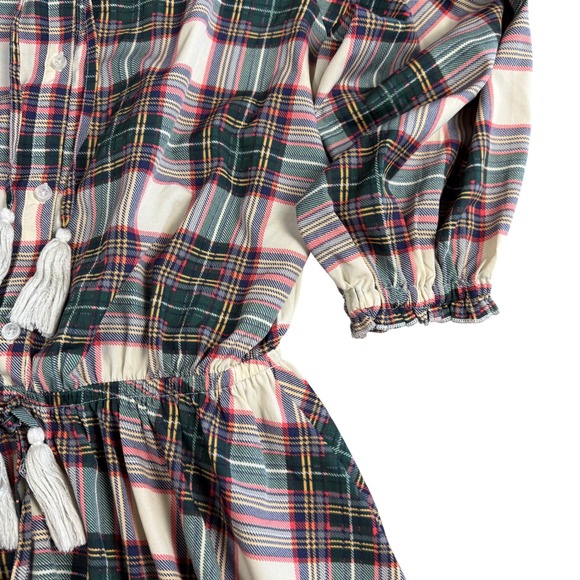 Simply Southern Plaid Tiered Dress Womens Small Boho Preppy Green Red Tartan - Picture 5 of 8